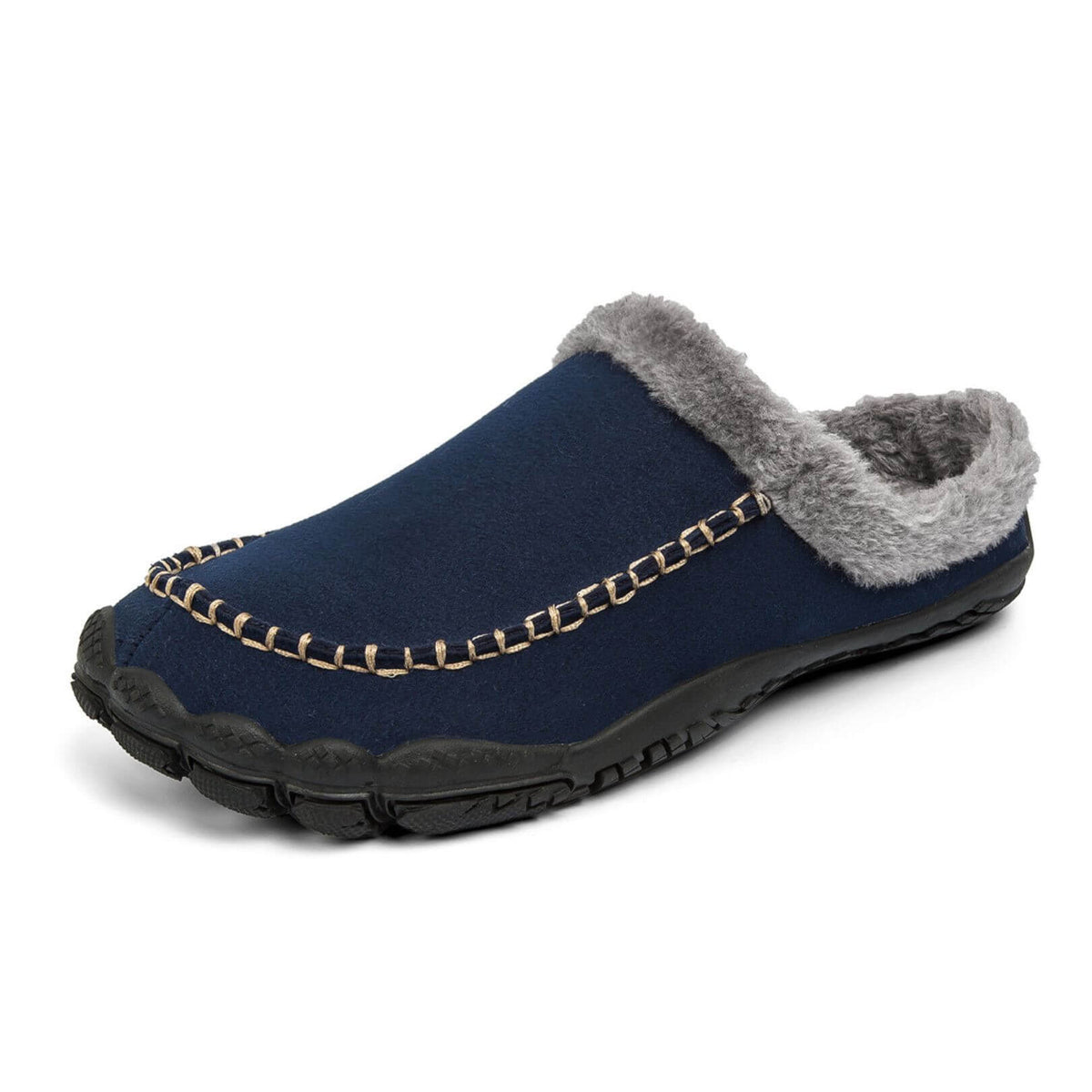 Hausschuh in Dunkelblau mit Fleece-Futter