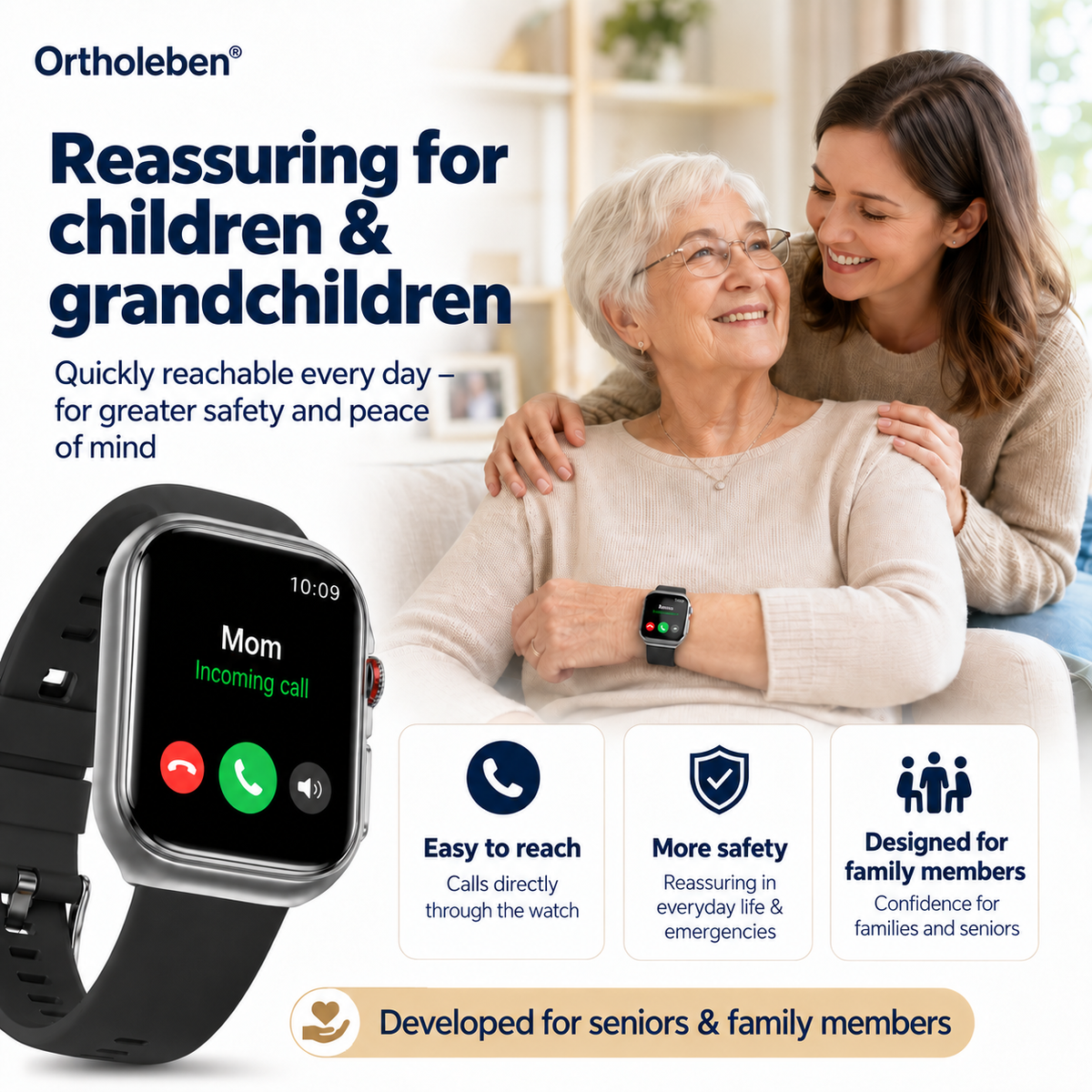 OrthoWatch Arca® – Senioren Smartwatch mit Sturzerkennung & SOS-Notruf
