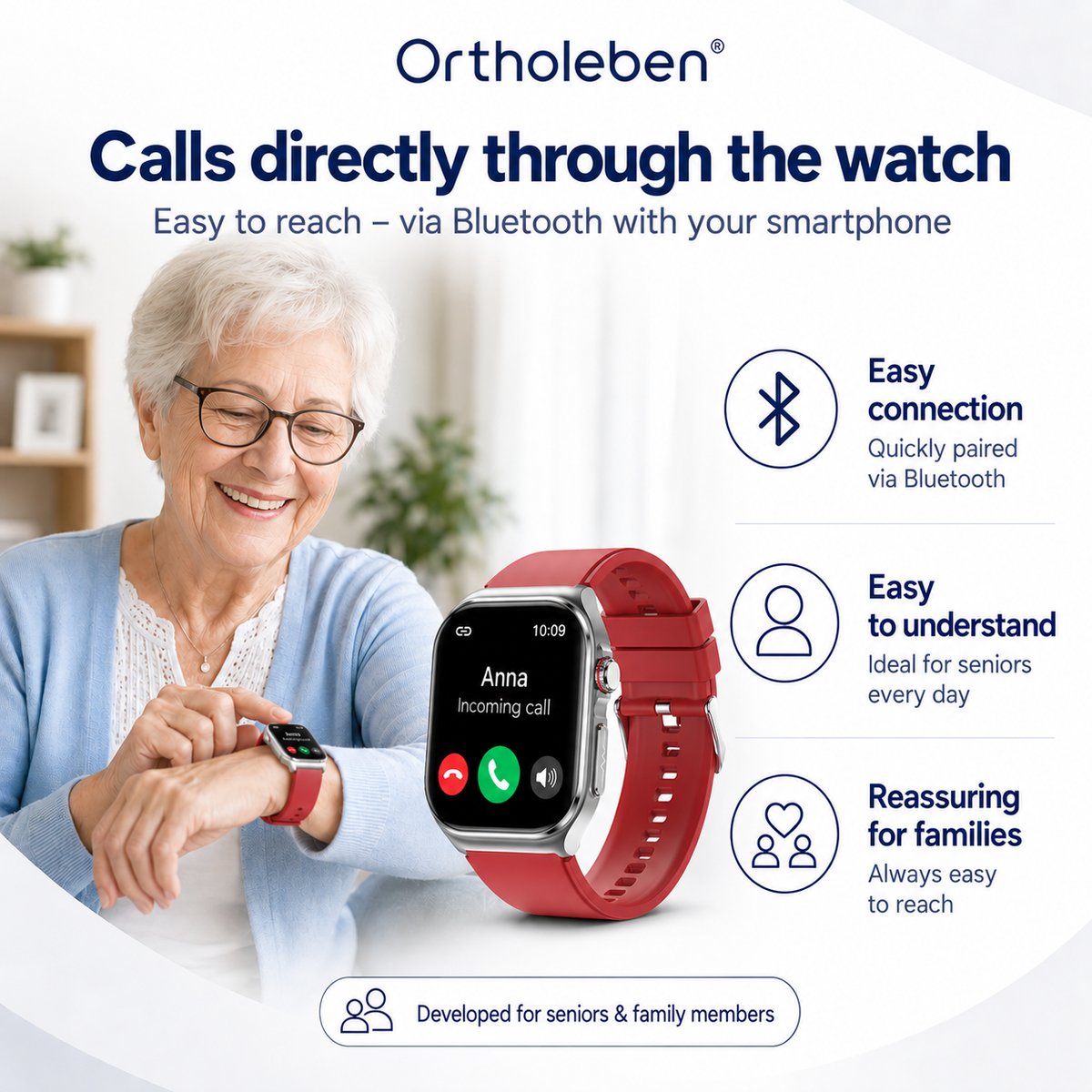 OrthoWatch Arca® – Senioren Smartwatch mit Sturzerkennung & SOS-Notruf