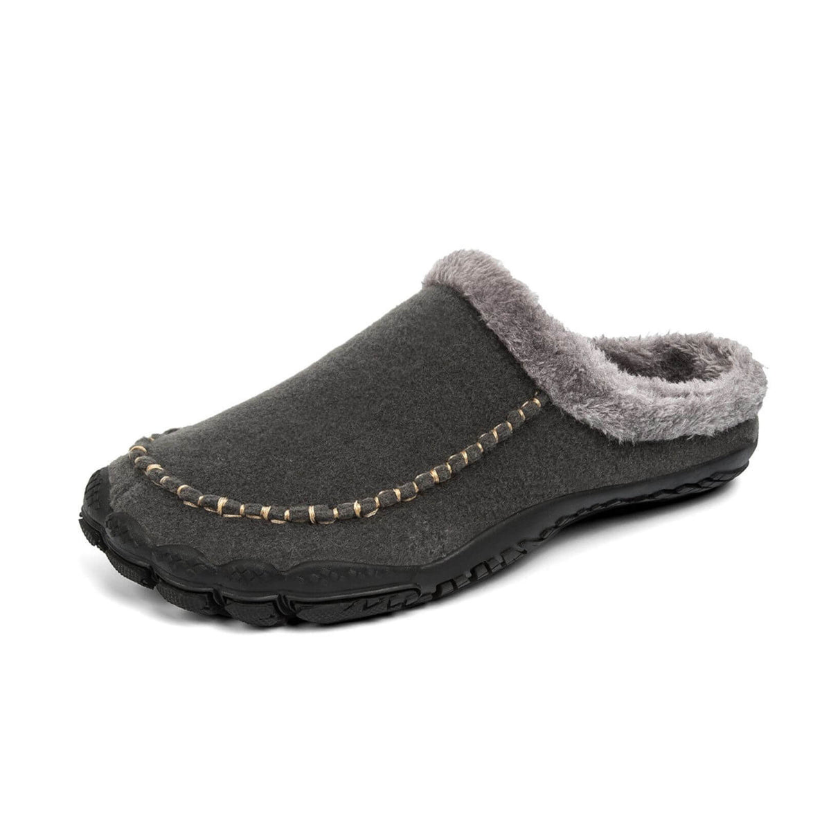 Hausschuh in Dunkelgrau mit Fleece-Futter